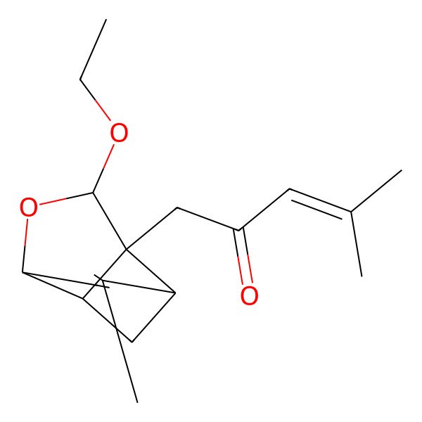 2D Structure of 1-[(1R,3R,6R,8S,9S)-8-ethoxy-4-methyl-7-oxatricyclo[4.3.0.03,9]non-4-en-9-yl]-4-methylpent-3-en-2-one
