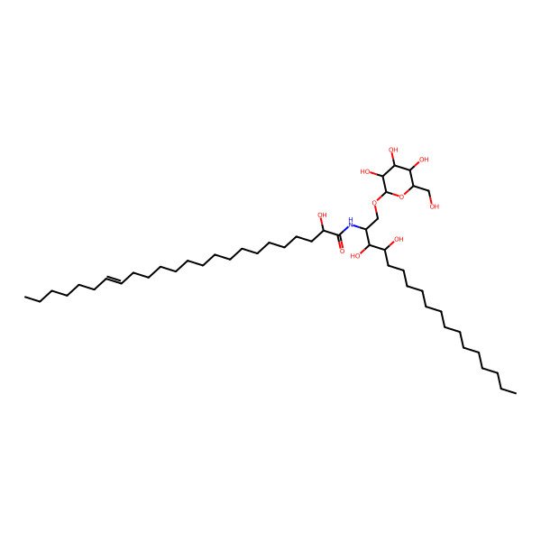 2D Structure of N-[3,4-dihydroxy-1-[3,4,5-trihydroxy-6-(hydroxymethyl)oxan-2-yl]oxyoctadecan-2-yl]-2-hydroxytetracos-17-enamide