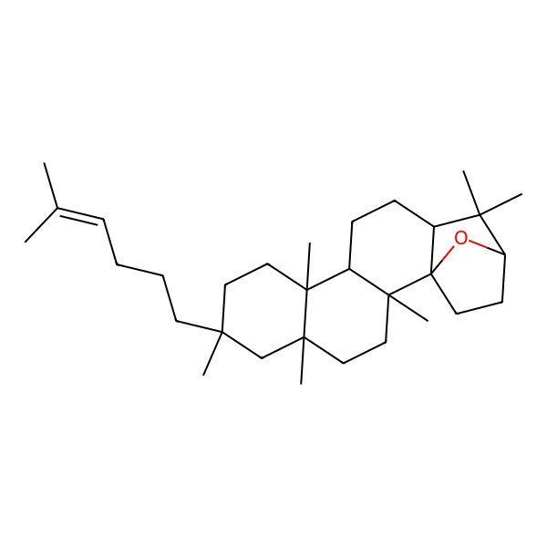 2D Structure of (1R,2R,5S,7S,10R,11R,14R,16S)-2,5,7,10,15,15-hexamethyl-7-(5-methylhex-4-enyl)-19-oxapentacyclo[14.2.1.01,14.02,11.05,10]nonadecane