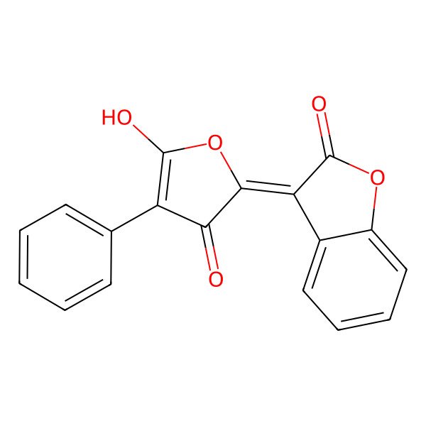 2D Structure of (3E)-3-(5-hydroxy-3-oxo-4-phenylfuran-2-ylidene)-1-benzofuran-2-one