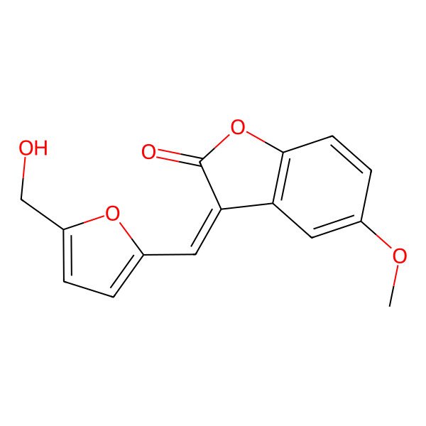 2D Structure of (3E)-3-[[5-(hydroxymethyl)furan-2-yl]methylidene]-5-methoxy-1-benzofuran-2-one