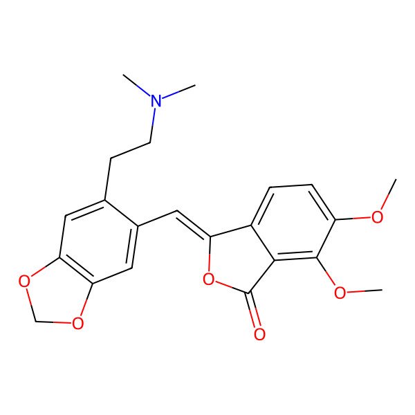 2D Structure of (3E)-3-((6-(2-Dimethylaminoethyl)-1,3-benzodioxol-5-yl)methylidene)-6,7-dimethoxy-2-benzofuran-1-one