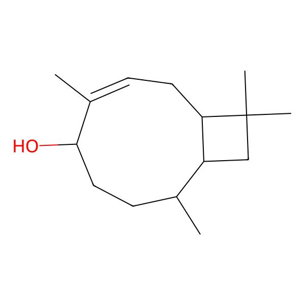 2D Structure of (3E)-4,8,11,11-tetramethylbicyclo[7.2.0]undec-3-en-5-ol