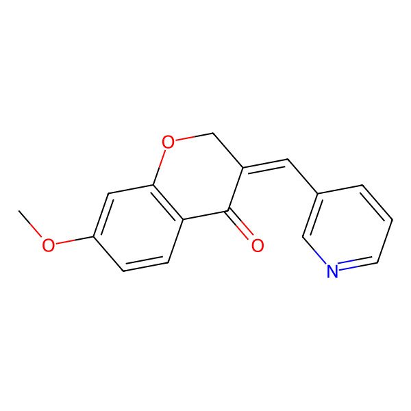 2D Structure of (3E)-7-methoxy-3-(pyridin-3-ylmethylidene)chromen-4-one 2D Structure of (3E)-7-methoxy-3-(pyridin-3-ylmethylidene)chromen-4-one