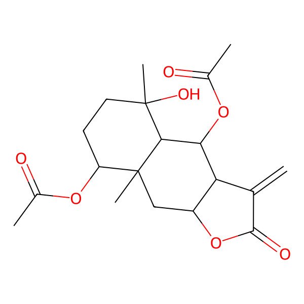 2D Structure of (4-Acetyloxy-5-hydroxy-5,8a-dimethyl-3-methylidene-2-oxo-3a,4,4a,6,7,8,9,9a-octahydrobenzo[f][1]benzofuran-8-yl) acetate