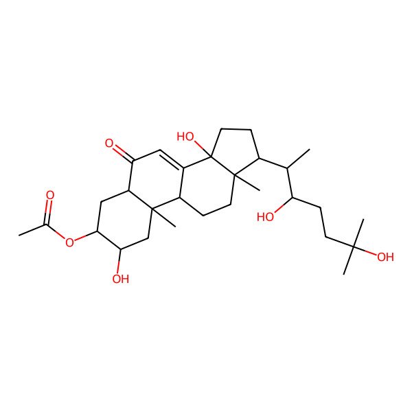 2D Structure of [17-(3,6-dihydroxy-6-methylheptan-2-yl)-2,14-dihydroxy-10,13-dimethyl-6-oxo-2,3,4,5,9,11,12,15,16,17-decahydro-1H-cyclopenta[a]phenanthren-3-yl] acetate