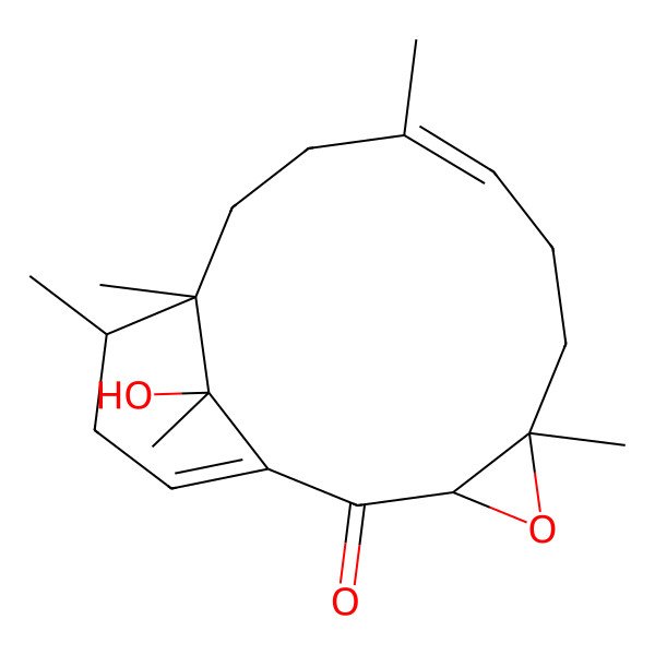 2D Structure of (3S,5R,8E,12S,13R,16R)-16-hydroxy-5,9,12,13,16-pentamethyl-4-oxatricyclo[10.3.1.03,5]hexadeca-1(15),8-dien-2-one