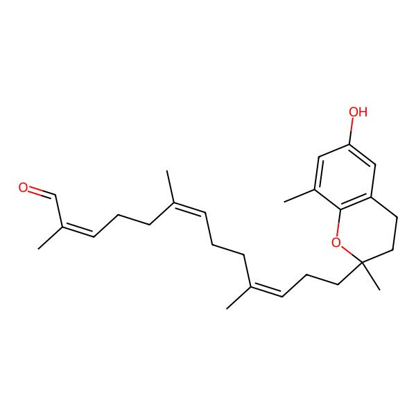2D Structure of (2E,6E,10E)-13-[(2S)-6-hydroxy-2,8-dimethyl-3,4-dihydrochromen-2-yl]-2,6,10-trimethyltrideca-2,6,10-trienal