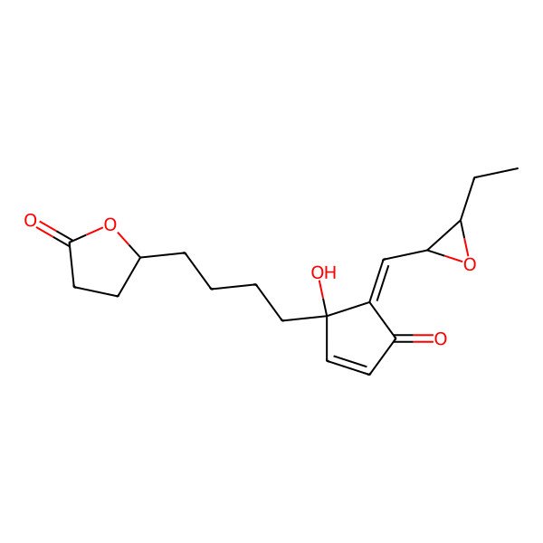 2D Structure of (5R)-5-[4-[(1S,5E)-5-[[(2S,3S)-3-ethyloxiran-2-yl]methylidene]-1-hydroxy-4-oxocyclopent-2-en-1-yl]butyl]oxolan-2-one