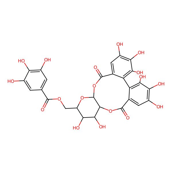 2D Structure of [(10S,12R,13S,14S,15R)-3,4,5,13,14,20,21,22-octahydroxy-8,17-dioxo-9,11,16-trioxatetracyclo[16.4.0.02,7.010,15]docosa-1(22),2,4,6,18,20-hexaen-12-yl]methyl 3,4,5-trihydroxybenzoate