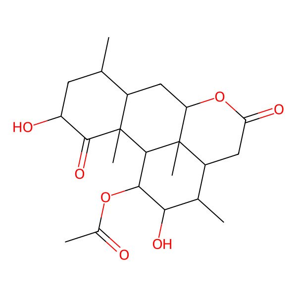 2D Structure of (4,15-Dihydroxy-2,6,14,17-tetramethyl-3,11-dioxo-10-oxatetracyclo[7.7.1.02,7.013,17]heptadecan-16-yl) acetate