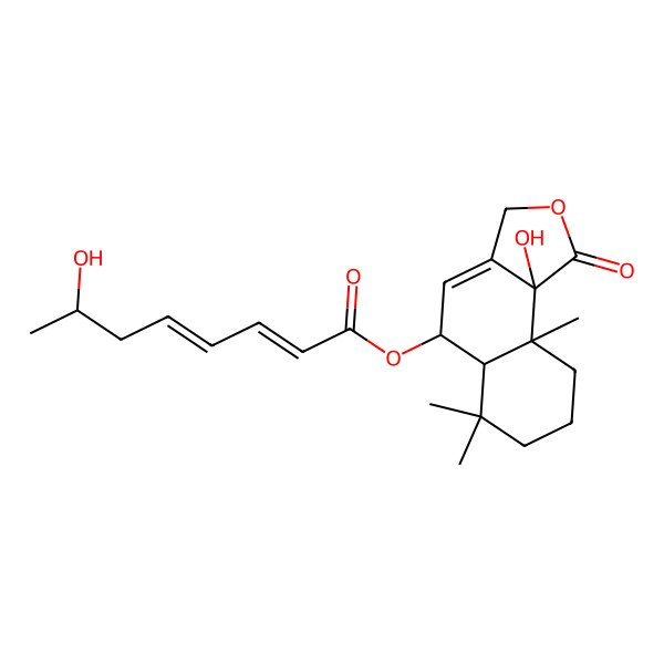 2D Structure of (9b-Hydroxy-6,6,9a-trimethyl-1-oxo-3,5,5a,7,8,9-hexahydrobenzo[e][2]benzofuran-5-yl) 7-hydroxyocta-2,4-dienoate