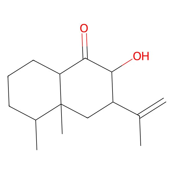 2D Structure of (2R,3R,4aR,5S,8aS)-2-hydroxy-4a,5-dimethyl-3-prop-1-en-2-yl-2,3,4,5,6,7,8,8a-octahydronaphthalen-1-one