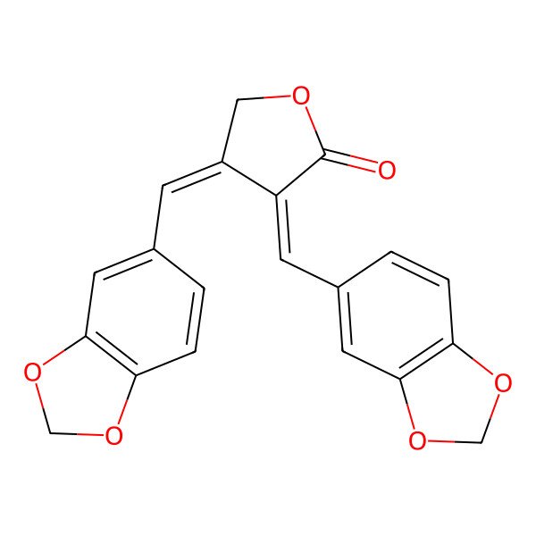 2D Structure of (3E,4E)-3,4-bis(1,3-benzodioxol-5-ylmethylidene)oxolan-2-one 2D Structure of (3E,4E)-3,4-bis(1,3-benzodioxol-5-ylmethylidene)oxolan-2-one