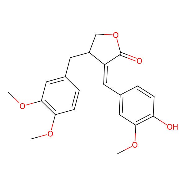 2D Structure of (3E,4R)-4-[(3,4-dimethoxyphenyl)methyl]-3-[(4-hydroxy-3-methoxyphenyl)methylidene]oxolan-2-one