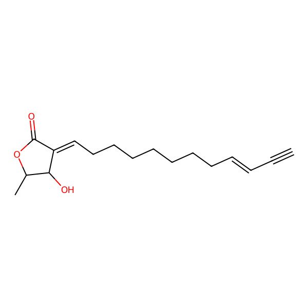2D Structure of (3E,4R,5R)-3-[(Z)-dodec-9-en-11-ynylidene]-4-hydroxy-5-methyloxolan-2-one