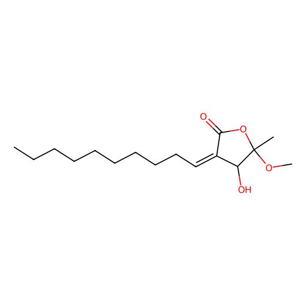 2D Structure of (3E,4R,5S)-3-decylidene-4-hydroxy-5-methoxy-5-methyloxolan-2-one