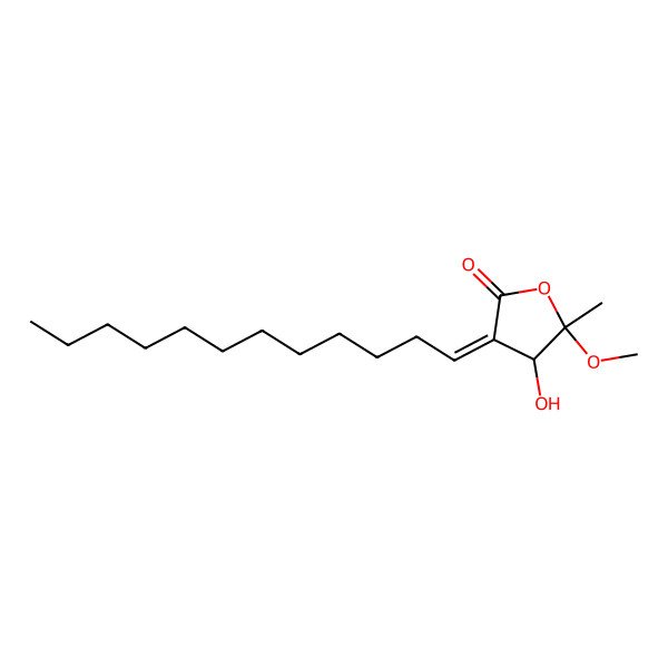 2D Structure of (3E,4R,5S)-3-dodecylidene-4-hydroxy-5-methoxy-5-methyloxolan-2-one