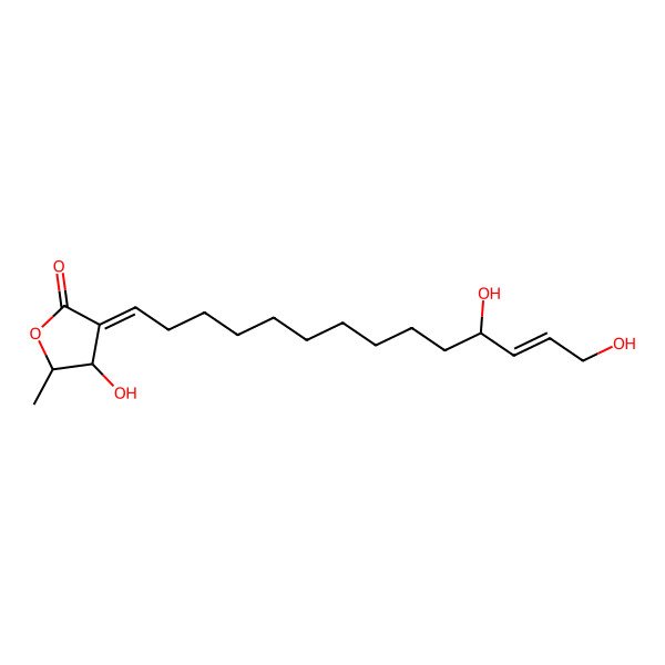 2D Structure of (3E,4S,5R)-3-[(E,11R)-11,14-dihydroxytetradec-12-enylidene]-4-hydroxy-5-methyloxolan-2-one