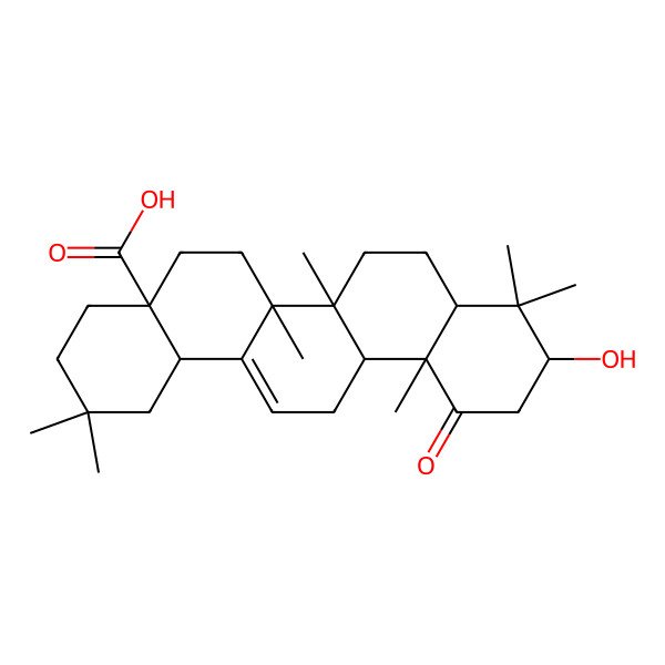 2D Structure of (4aS,6aR,6aS,6bR,8aS,10S,12aS,14bR)-10-hydroxy-2,2,6a,6b,9,9,12a-heptamethyl-12-oxo-3,4,5,6,6a,7,8,8a,10,11,13,14b-dodecahydro-1H-picene-4a-carboxylic acid