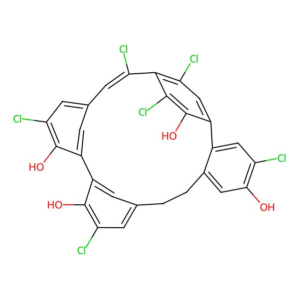 2D Structure of 4,12,17,21,23,26-Hexachloropentacyclo[20.2.2.110,14.115,19.02,7]octacosa-1(25),2,4,6,10(28),11,13,15,17,19(27),20,22(26),23-tridecaene-5,13,16,24-tetrol