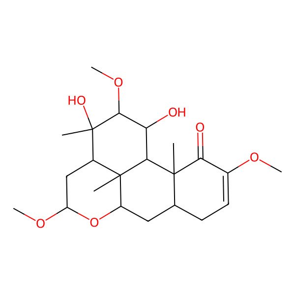 2D Structure of 14,16-Dihydroxy-4,11,15-trimethoxy-2,14,17-trimethyl-10-oxatetracyclo[7.7.1.02,7.013,17]heptadec-4-en-3-one