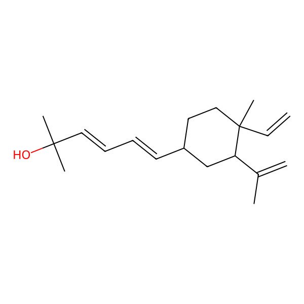 2D Structure of (3E,5E)-6-[(1S,3R,4R)-4-ethenyl-4-methyl-3-prop-1-en-2-ylcyclohexyl]-2-methylhexa-3,5-dien-2-ol