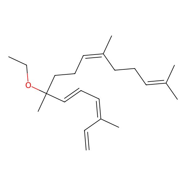 2D Structure of (3E,5E,7R,10E)-7-ethoxy-3,7,11,15-tetramethylhexadeca-1,3,5,10,14-pentaene