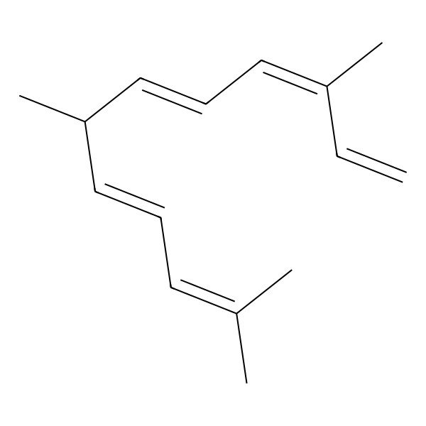 2D Structure of (3E,5E,7S,8Z)-3,7,11-trimethyldodeca-1,3,5,8,10-pentaene