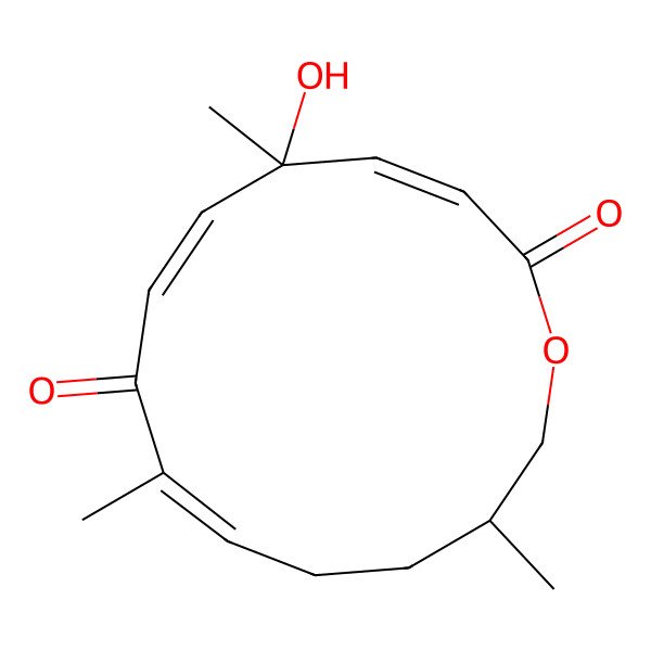 2D Structure of (3E,5R,6E,9E,13S)-5-hydroxy-5,9,13-trimethyl-1-oxacyclotetradeca-3,6,9-triene-2,8-dione