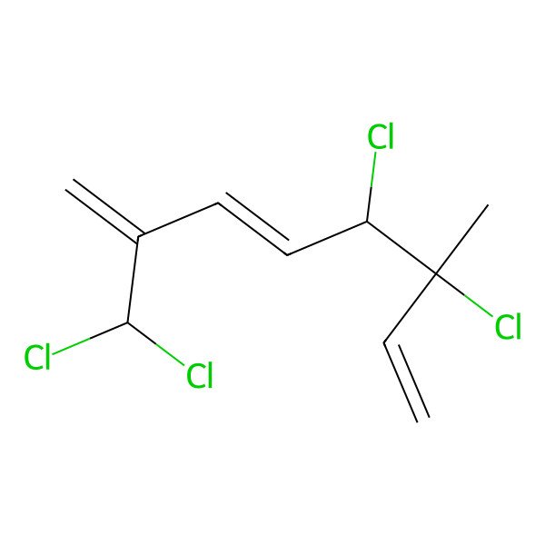 2D Structure of (3E,5R,6R)-5,6-dichloro-2-(dichloromethyl)-6-methylocta-1,3,7-triene