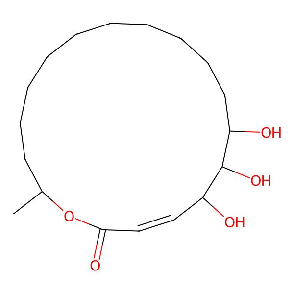 2D Structure of (3E,5R,7R,18S)-5,6,7-Trihydroxy-18-methyl-1-oxacyclooctadec-3-en-2-one