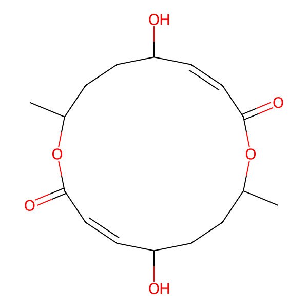 2D Structure of (3E,5R,8S,11E,13R,16S)-5,13-dihydroxy-8,16-dimethyl-1,9-dioxacyclohexadeca-3,11-diene-2,10-dione