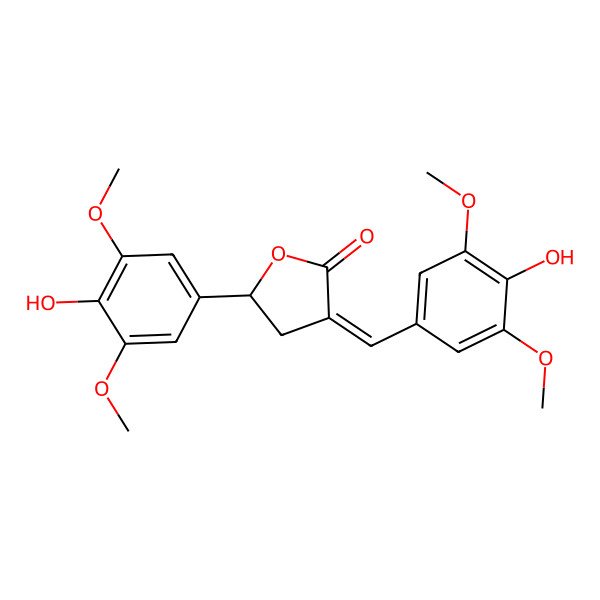 2D Structure of (3E,5S)-5-(4-hydroxy-3,5-dimethoxyphenyl)-3-[(4-hydroxy-3,5-dimethoxyphenyl)methylidene]oxolan-2-one
