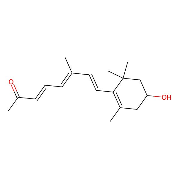 2D Structure of (3E,5Z,7E)-8-[(4R)-4-hydroxy-2,6,6-trimethylcyclohexen-1-yl]-6-methylocta-3,5,7-trien-2-one