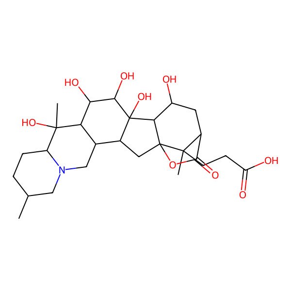 2D Structure of 3-(12,14,15,16,18-Pentahydroxy-8,12,23-trimethyl-21-oxo-22-oxa-6-azahexacyclo[18.2.1.01,17.03,16.04,13.06,11]tricosan-23-yl)propanoic acid