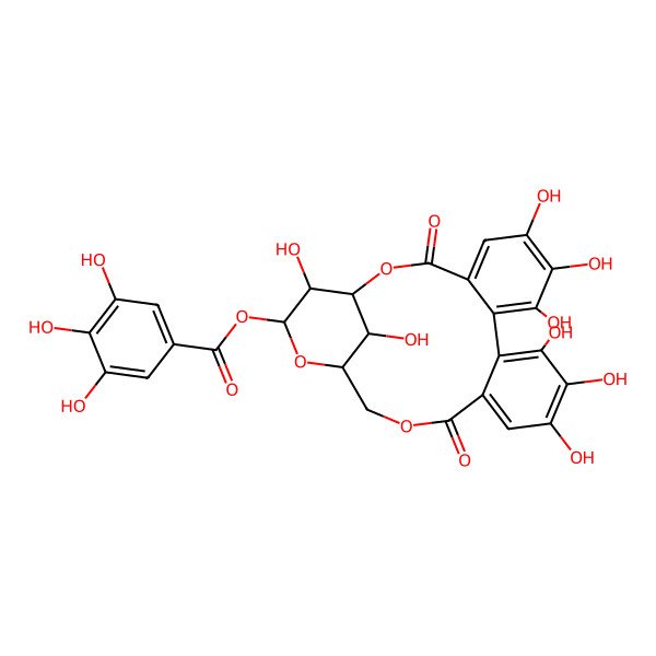 2D Structure of (1R,19R,21S,22R,23R)-6,7,8,11,12,13,22,23-octahydroxy-3,16-dioxo-2,17,20-trioxatetracyclo[17.3.1.0^{4,9}.0^{10,15}]tricosa-4(9),5,7,10,12,14-hexaen-21-yl 3,4,5-trihydroxybenzoate