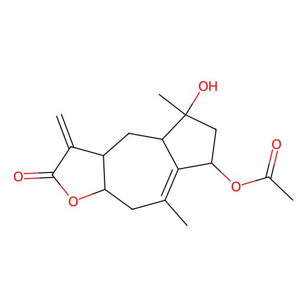 2D Structure of (8-hydroxy-5,8-dimethyl-1-methylidene-2-oxo-4,6,7,8a,9,9a-hexahydro-3aH-azuleno[6,5-b]furan-6-yl) acetate
