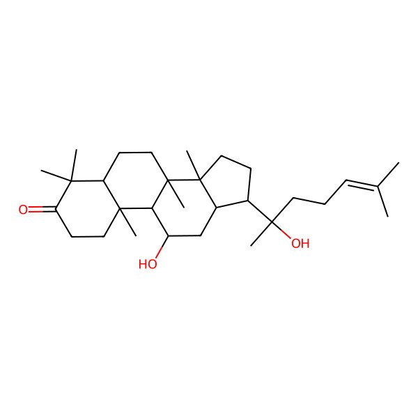 2D Structure of (5R,8R,9R,10S,11R,13R,14R,17R)-11-hydroxy-17-[(2S)-2-hydroxy-6-methylhept-5-en-2-yl]-4,4,8,10,14-pentamethyl-1,2,5,6,7,9,11,12,13,15,16,17-dodecahydrocyclopenta[a]phenanthren-3-one
