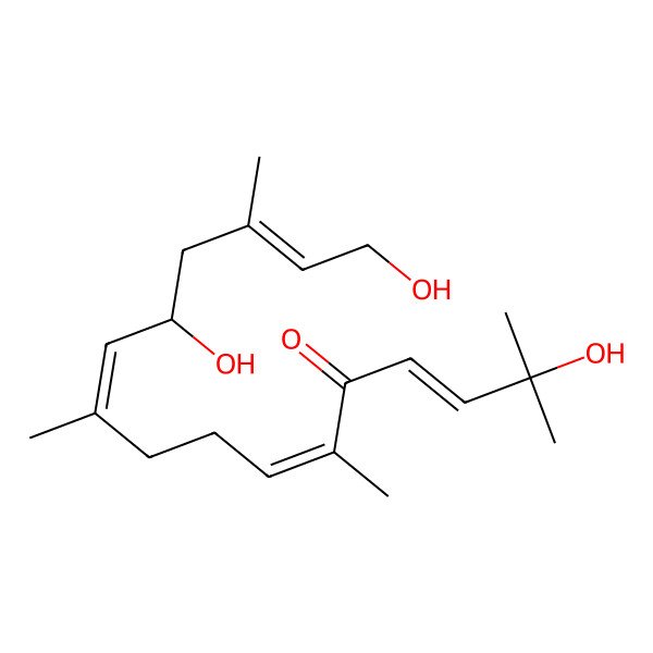 2D Structure of (3E,6E,10E,12S,14E)-2,12,16-trihydroxy-2,6,10,14-tetramethylhexadeca-3,6,10,14-tetraen-5-one