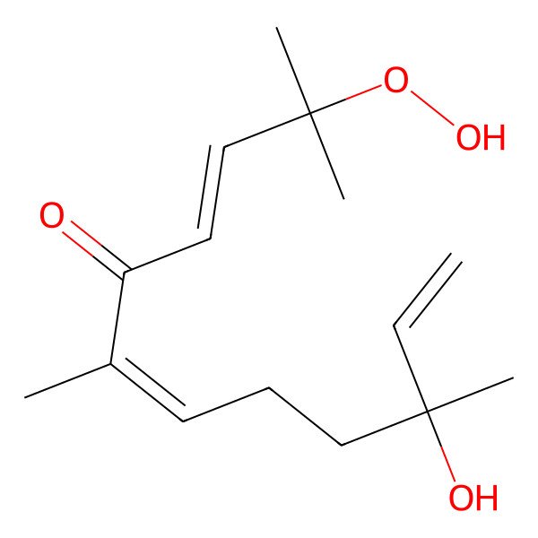 2D Structure of (3E,6E,10S)-2-hydroperoxy-10-hydroxy-2,6,10-trimethyldodeca-3,6,11-trien-5-one