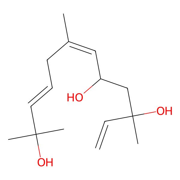2D Structure of (3E,6E,8R,10R)-2,6,10-trimethyldodeca-3,6,11-triene-2,8,10-triol