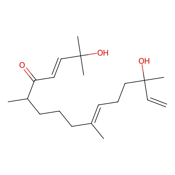 2D Structure of (3E,6R,10E,14R)-2,14-dihydroxy-2,6,10,14-tetramethylhexadeca-3,10,15-trien-5-one 2D Structure of (3E,6R,10E,14R)-2,14-dihydroxy-2,6,10,14-tetramethylhexadeca-3,10,15-trien-5-one