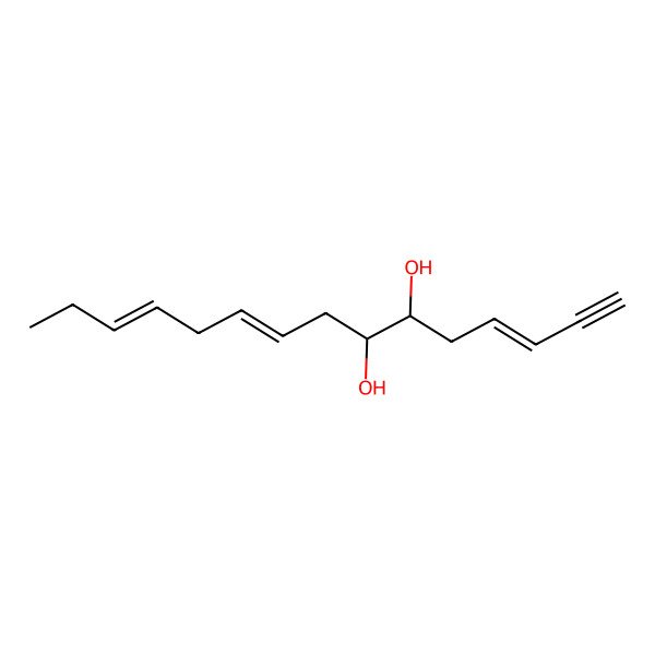 2D Structure of (3E,6R,7R,9Z,12Z)-pentadeca-3,9,12-trien-1-yne-6,7-diol