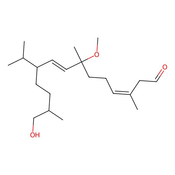2D Structure of (3E,7R,8E,10S,13R)-14-hydroxy-7-methoxy-3,7,13-trimethyl-10-propan-2-yltetradeca-3,8-dienal