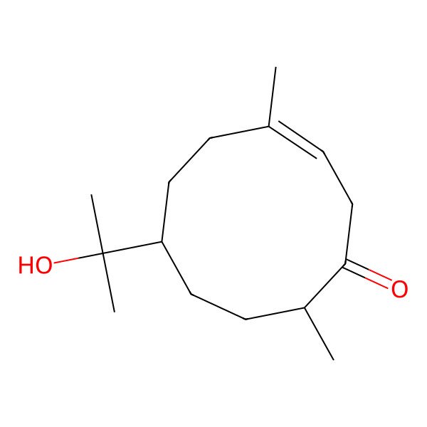 2D Structure of (3E,7S,10R)-7-(2-hydroxypropan-2-yl)-4,10-dimethylcyclodec-3-en-1-one