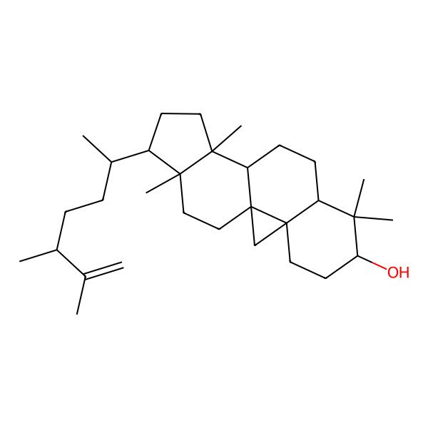 2D Structure of (1S,3R,6S,8R,11R,12S,15R,16R)-15-[(2R,5R)-5,6-dimethylhept-6-en-2-yl]-7,7,12,16-tetramethylpentacyclo[9.7.0.01,3.03,8.012,16]octadecan-6-ol