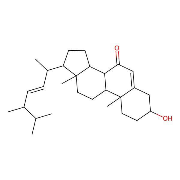 2D Structure of 17-(5,6-Dimethylhept-3-en-2-yl)-3-hydroxy-10,13-dimethyl-1,2,3,4,8,9,11,12,14,15,16,17-dodecahydrocyclopenta[a]phenanthren-7-one