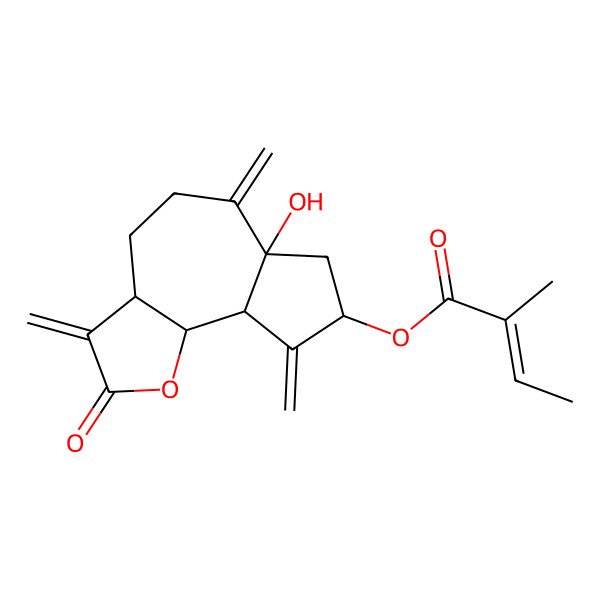 2D Structure of [(3aS,6aS,8S,9aR,9bS)-6a-hydroxy-3,6,9-trimethylidene-2-oxo-4,5,7,8,9a,9b-hexahydro-3aH-azuleno[4,5-b]furan-8-yl] (Z)-2-methylbut-2-enoate