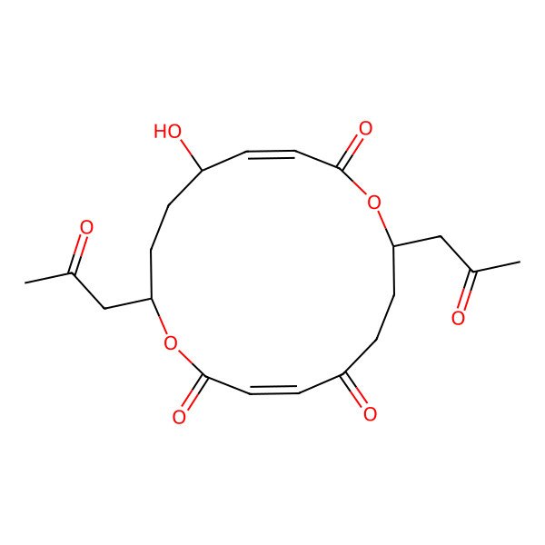 2D Structure of (3E,8S,11E,13S,16S)-13-hydroxy-8,16-bis(2-oxopropyl)-1,9-dioxacyclohexadeca-3,11-diene-2,5,10-trione